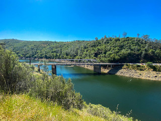 Fototapeta na wymiar Salmon Falls Bridge Along Darrington Trail at the South Fork of the American and Lake Folsom California