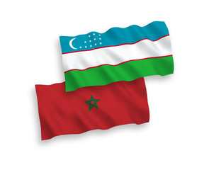 Flags of Uzbekistan and Morocco on a white background