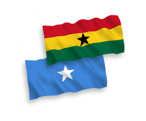 Flags of Ghana and Somalia on a white background