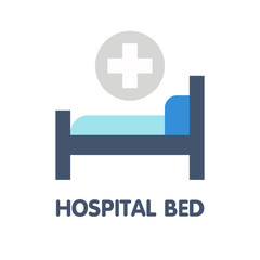 Fototapeta premium Hospital bed flat icon style design illustration on white background