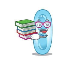 A diligent student in klebsiella pneumoniae mascot design concept read many books