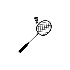 Badminton rackets icon and shuttlecock. Design template vector
