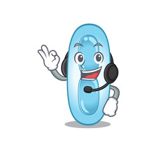 A stunning klebsiella pneumoniae mascot character concept wearing headphone