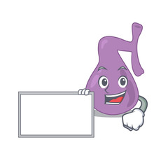 Cartoon character design of gall bladder holding a board