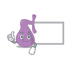Gall bladder cartoon design with Thumbs up finger bring a white board