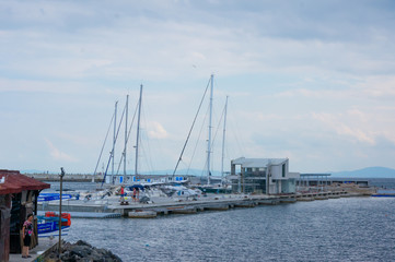 Yacht Club. Boats at the pier