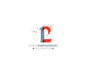 12 years anniversary or birthday celebration design template Vector.