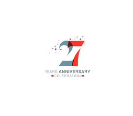 27 years anniversary or birthday celebration design template Vector.