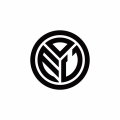 EU monogram logo with circle outline design template