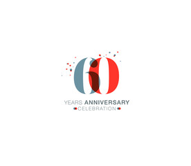 60 years anniversary or birthday celebration design template Vector.