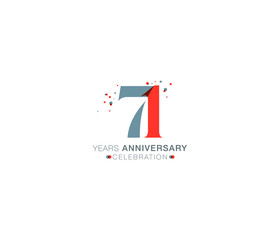 71 years anniversary or birthday celebration design template Vector.