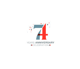 74 years anniversary or birthday celebration design template Vector.