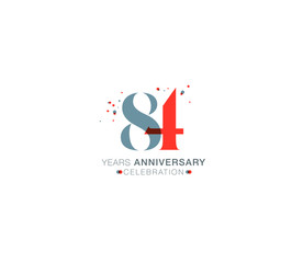 84 years anniversary or birthday celebration design template Vector.