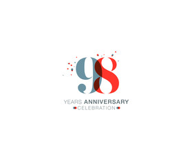 98 years anniversary or birthday celebration design template Vector.