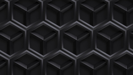 Black honeycomb abstract background,3d rendering,conceptual image.