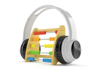 Wooden abacus with headphones