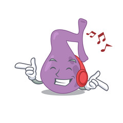 Gall bladder Cartoon design concept listening music on headphone