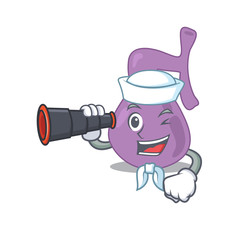A cartoon picture of gall bladder Sailor using binocular