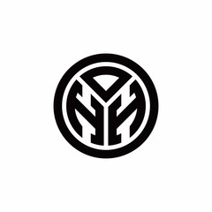 HH monogram logo with circle outline design template