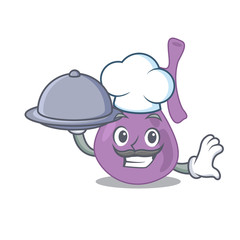 mascot design of gall bladder chef serving food on tray