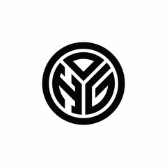 HG monogram logo with circle outline design template
