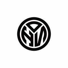 HN monogram logo with circle outline design template