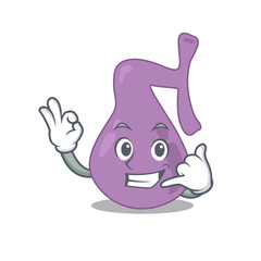 Caricature design of gall bladder showing call me funny gesture