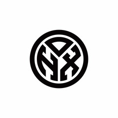HX monogram logo with circle outline design template