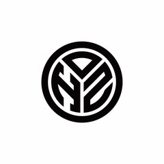 HZ monogram logo with circle outline design template