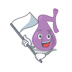 A heroic gall bladder mascot character design with white flag