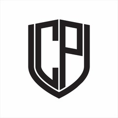 CP Logo monogram with emblem shield design isolated on white background