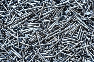 metal nails macro flat lay background