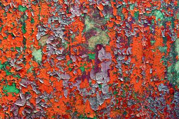 multicolour psychedelic abstract background. flakes of paint on concrete wall