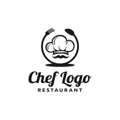 Chef and restaurant simple logo design with a cap / chef hat