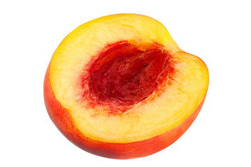 Ripe nectarine fruit on white