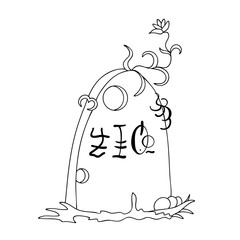 Magic stone with a flower. Coloring book. Print Fairy tale. Vector illustration