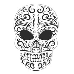 Ornate skull style zentangl, doodle print vector illustration