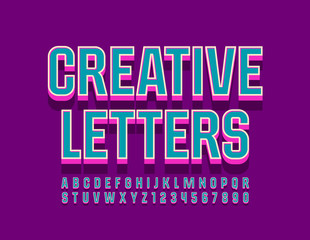 Vector Bright Creative Alphabet Letters and Numbers. 3D trendy Font