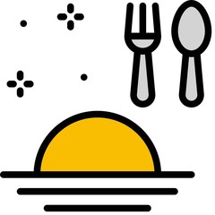 Sun with spoon and fork icon, fasting during ramadan vector
