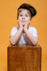 modern boy on a yellow background