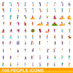 100 people icons set. Cartoon illustration of 100 people icons vector set isolated on white background