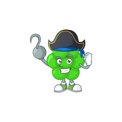 mascot design style of staphylococcus aureus as a pirate having one hook hand