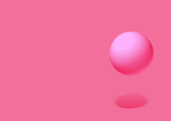 ピンク色の背景に浮かぶピンク色の球体