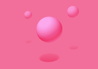 ピンク色の背景に浮かぶピンク色の球体