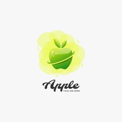 Vector Logo Illustration Apple Gradient Colorful Style.