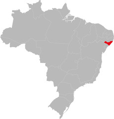 Alagoas state highlighted on Brazil map. Business concepts and backgrounds.
