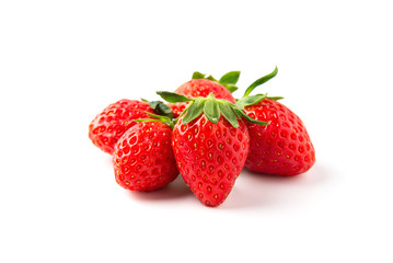 Fresh ripe strawberries isolated over white background - colorful bright strawberries concept 
