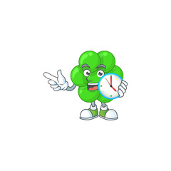 cartoon drawing concept of staphylococcus aureus with a circle clock