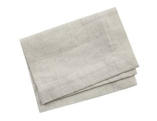 Grey beige folded litchen cloth isolated,burlap dishcloth,towel.
