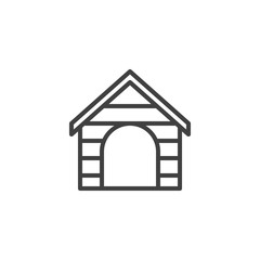 Dog house line icon. linear style sign for mobile concept and web design. Dog kennel outline vector icon. Symbol, logo illustration. Vector graphics